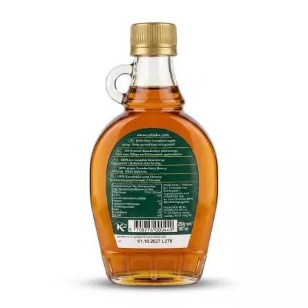 Enhanced Back label of Vertmont maple syrup showing ingredients and nutrition