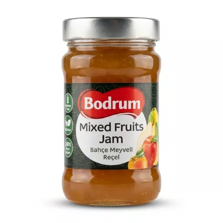 Enhanced Bodrum Mixed Fruits Jam front label and jar