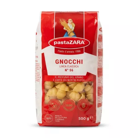 Enhanced Front of Pasta Zara Gnocchi Linea Classica 500g pack on supermarket shelf