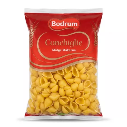 Enhanced Front of Bodrum Conchiglie Midye Makarna pasta pack