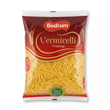 Enhanced Front view of Bodrum Vermicelli Tel Sehriye pasta package