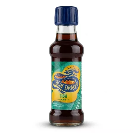 Enhanced Front of Blue Dragon Fish Sauce 150ml bottle held in hand