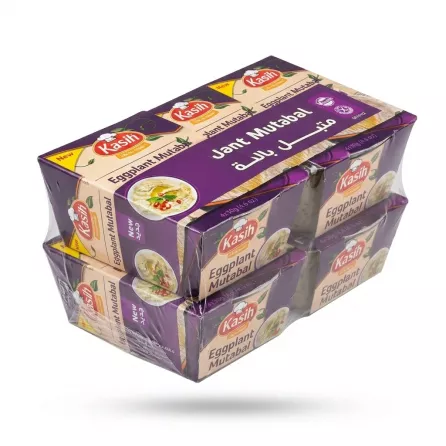 Enhanced Angled front view of Kasih Eggplant Mutabal 4x130g pack
