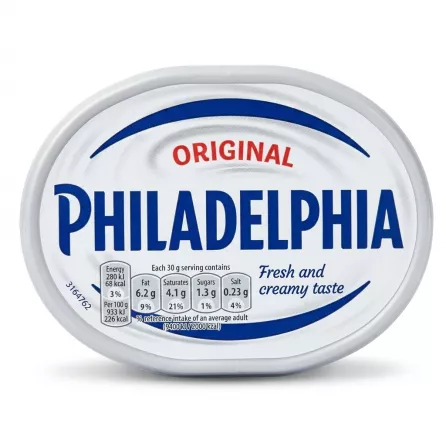 Enhanced Philadelphia Original Cream Cheese 165g tub front view