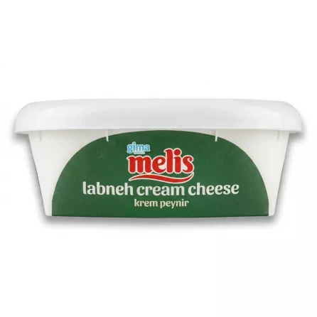 Enhanced Side view of Melis Labneh Cream Cheese 200g tub showing branding