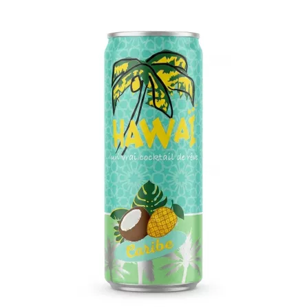 Enhanced Front of Hawai Caribe tropical soft drink can