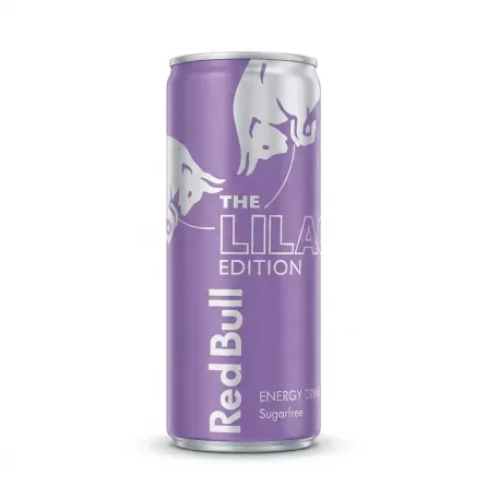 Enhanced Front of Red Bull Lilac Edition Sugarfree energy drink can