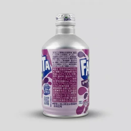 Enhanced Back label of Fanta Grape Japanese soft drink with ingredients in Japanese