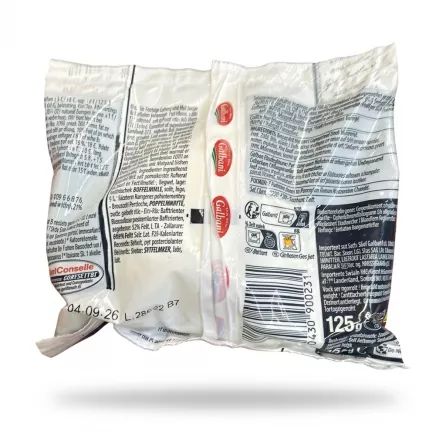 Enhanced Back view of Galbani Buffalo Mozzarella Cheese 125g with ingredients