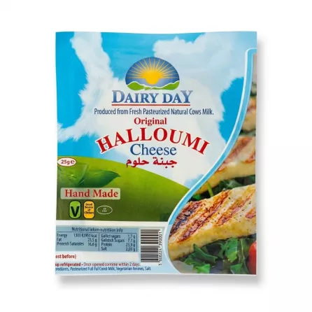 Enhanced Front view of Dairy Day Original Halloumi Cheese 200g package in store