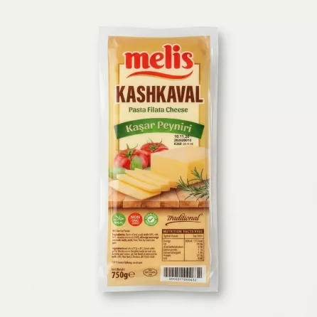 Enhanced Front view of Melis Kashkaval Cheese 750g packaging