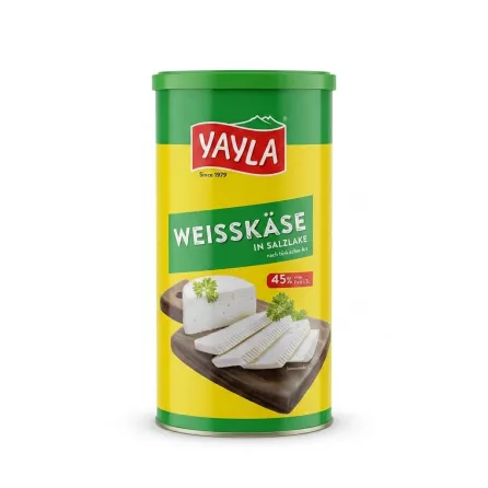 Enhanced Yayla Weisskäse white cheese tin 45% front view