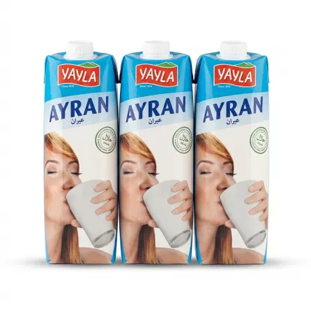 Enhanced Pack of Yayla Ayran yogurt drinks displayed in a store