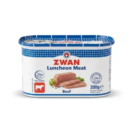 Enhanced Ingredients and nutrition information on back of Zwan Luncheon Meat 200g can