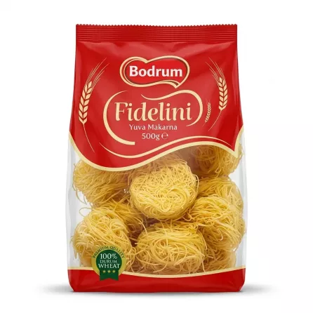 Enhanced Front of Bodrum Fidelini Yuva Makarna 500g pasta pack
