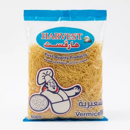 Enhanced Front view of Harvest Vermicelli 500g showing branding and clear packaging