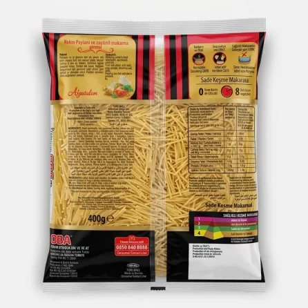 Enhanced Back view of OBA Premium Vermicelli Pasta 400g with ingredients