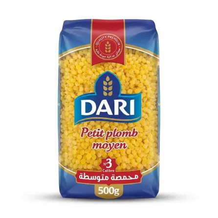Enhanced Front view of Dari Petit Plomb Moyen pasta 500g package