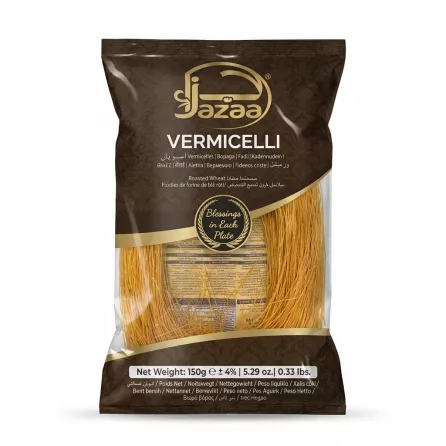 Enhanced Front of Jazaa Vermicelli roasted wheat 150g pack