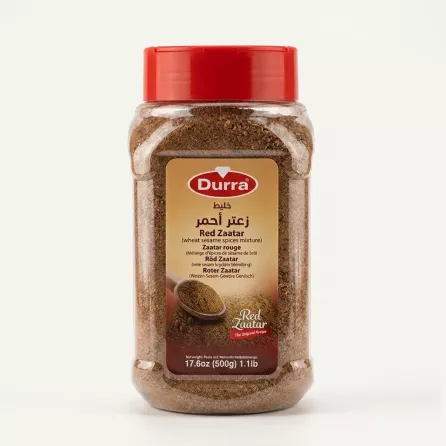 Enhanced Front of Durra Red Zaatar 500g container showing label