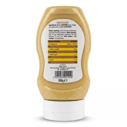 Enhanced Back label and nutritional information of Al Maeda Dijon Mustard 300g bottle