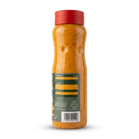 Enhanced Back of Al-Maeda Algerian Extra Sauce bottle showing nutrition and barcode