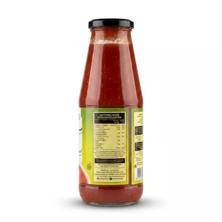 Enhanced Kyknos Crushed Tomatoes 680g bottle with nutrition information label