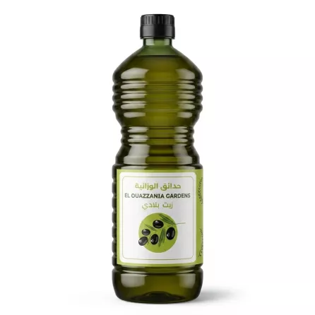 Enhanced Front view of El Ouazzania Gardens Olive Oil Blend 1L bottle with label