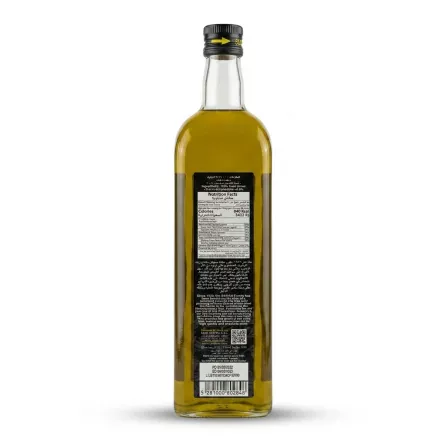Enhanced Back label and nutrition facts of Saifan Extra Virgin Olive Oil 1L bottle