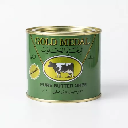 Enhanced Gold Medal Pure Butter Ghee tin front view showing label and special offer price