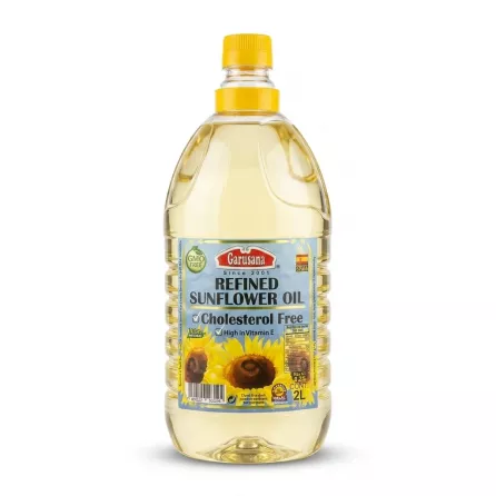 Enhanced Front of Garusana Refined Sunflower Oil 2L bottle with label details