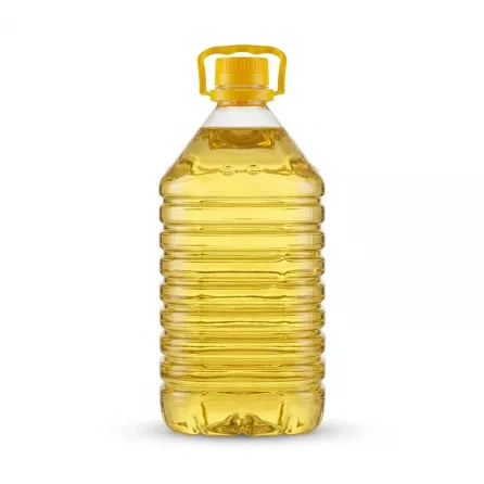 Enhanced Back view of Garusana Refined Sunflower Oil 3L bottle with yellow oil