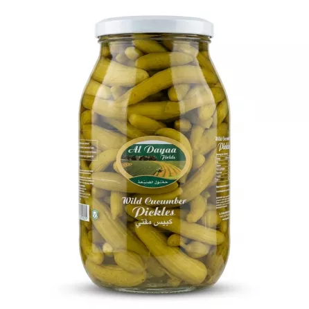 Enhanced Al Dayaa Fields Wild Cucumber Pickles jar front label