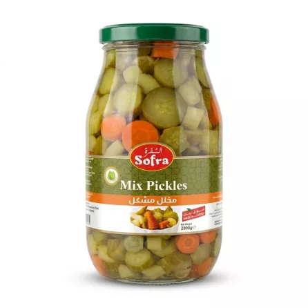Enhanced Front of Sofra Mix Pickles 2800g jar with visible pickled vegetables
