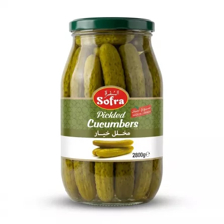 Enhanced Front label of Sofra Pickled Cucumbers 2800g glass jar