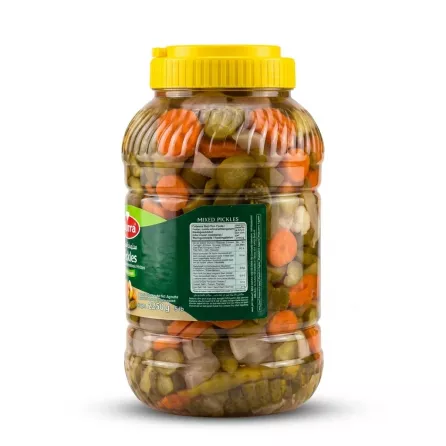 Enhanced Back of Durra Mixed Pickles jar showing nutrition facts