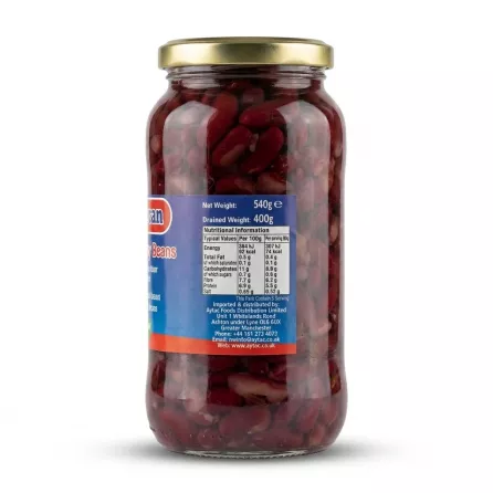 Enhanced Nutritional information and weight of Aycan Red Kidney Beans jar