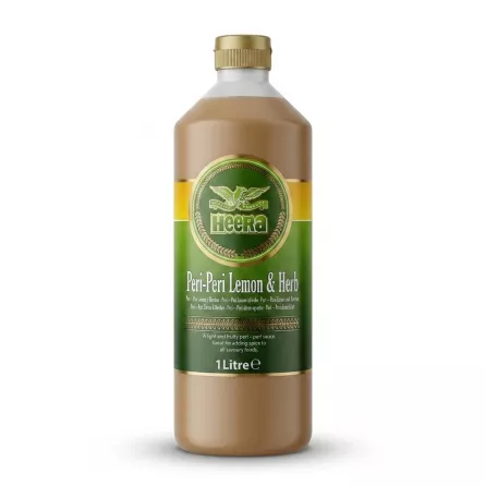 Enhanced Front view of Heera Peri-Peri Lemon & Herb Sauce 1 litre bottle