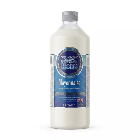 Enhanced Front of Heera Mayonnaise 1 Litre bottle, blue label