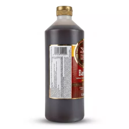 Enhanced Back view of Heera Barbecue Sauce 1 Litre bottle showing nutritional label