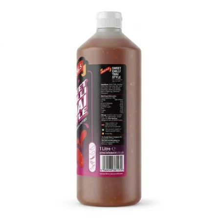 Enhanced Back label with ingredients and nutrition of Crucials Sweet Chilli Thai Style Sauce 1 Litre