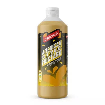 Enhanced Front view of Crucials American Style Mustard 1 Litre bottle