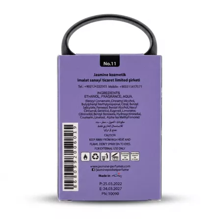Enhanced Back of Jasmine Violet Eau de Parfum showing ingredients and barcode