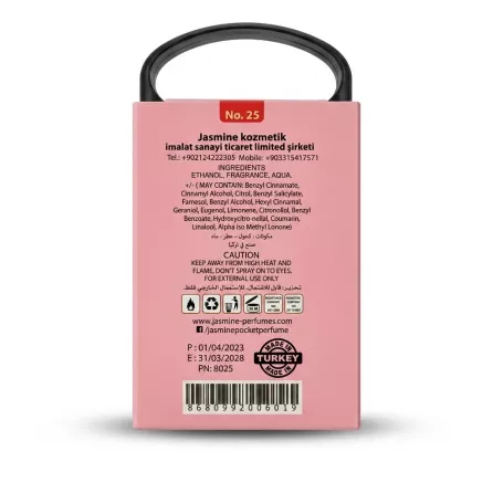 Enhanced Back of Jasmine Si for Women Eau de Parfum box with ingredients and barcode