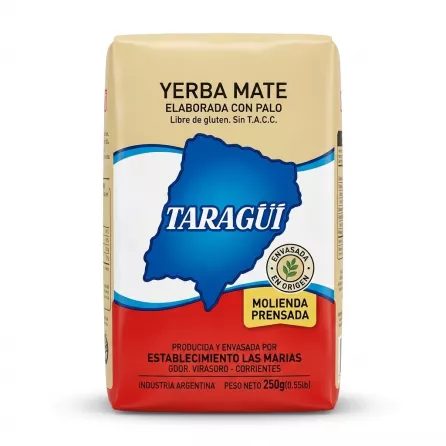 Enhanced Taragüí Yerba Mate front packaging close-up