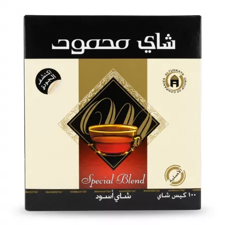 Enhanced Back of Mahmood Tea Special Blend Black Tea box with Arabic text