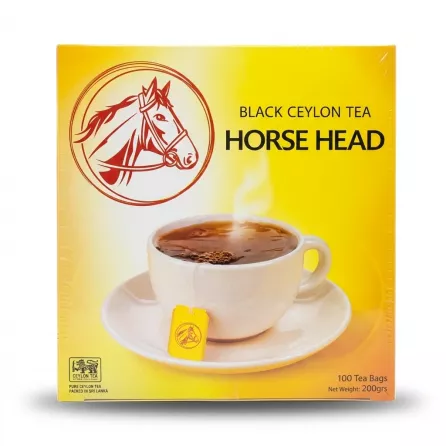 Enhanced Front of Horse Head Black Ceylon Tea 100 bags box