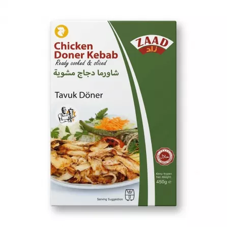 Enhanced ZAAD Chicken Doner Kebab 450g front packaging