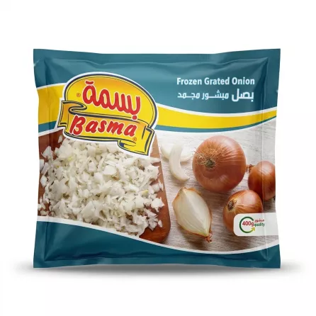 Enhanced Front of Basma Frozen Grated Onion 400g bag
