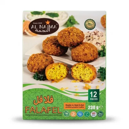 Enhanced Al Najma Falafel 12 Pieces Ready to Heat and Eat front packaging